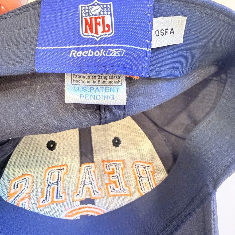 Reebok NFL Chicago Bears Fitted Baseball Cap Hat Navy Orange OSFA Officially - Picture 8 of 10